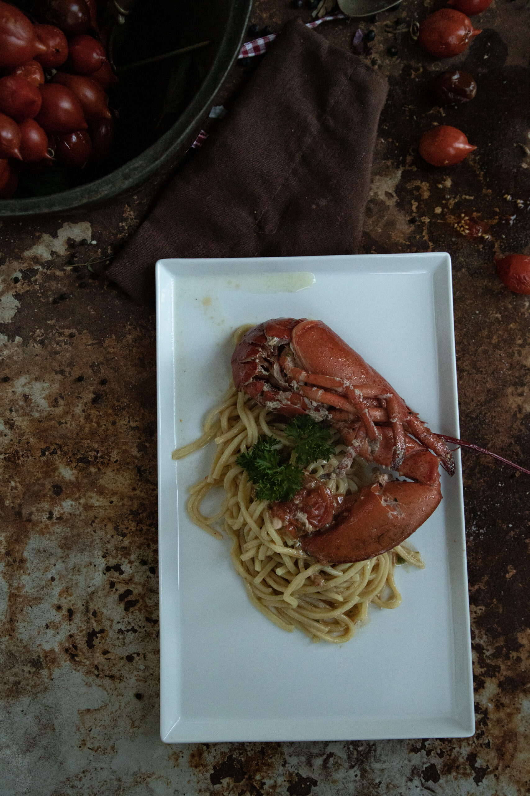 spaghetti freschi alla chitarra con astice