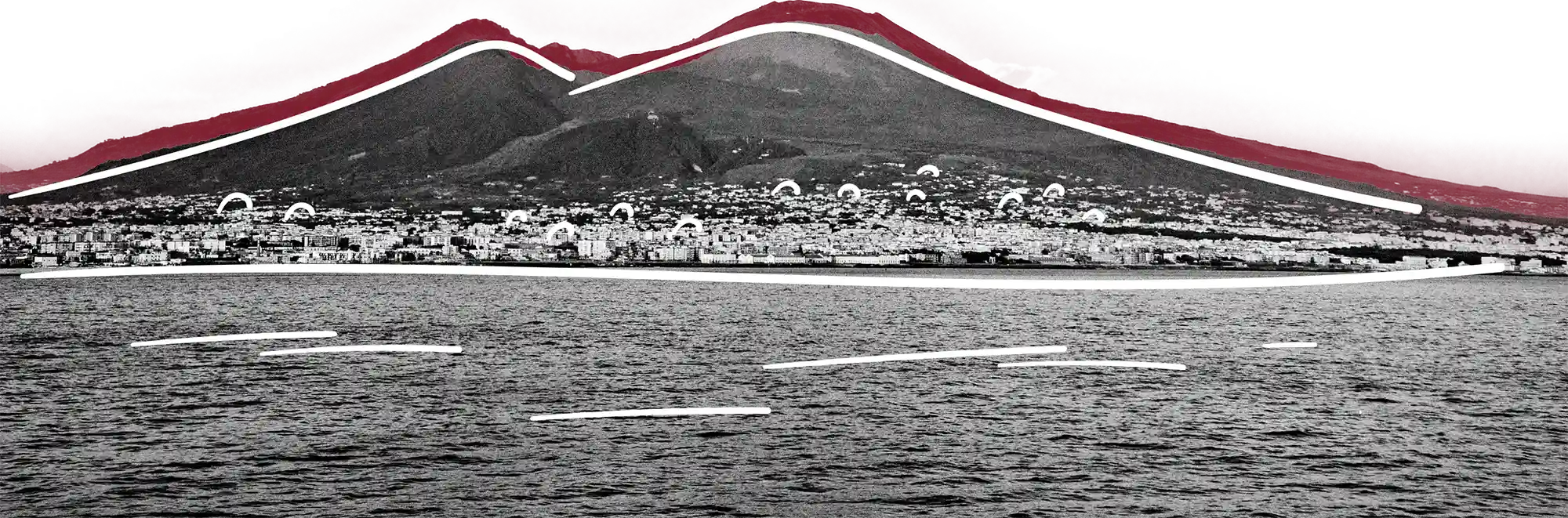 Una foto del Vesuvio in bianco e nero